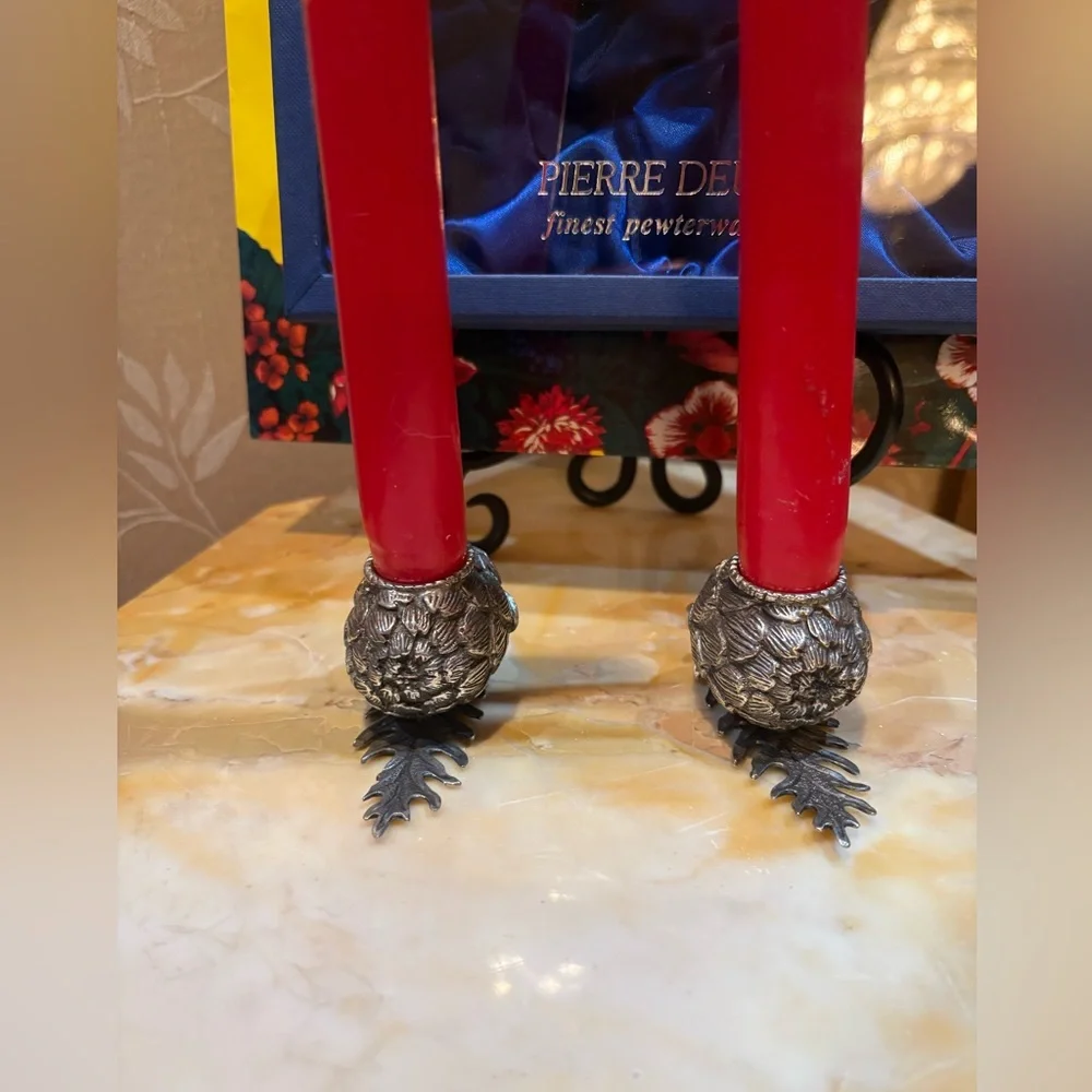 Pierre Deux Rare Vintage Pewter Set of 2 Artichoke Candle 🕯️ Holders!